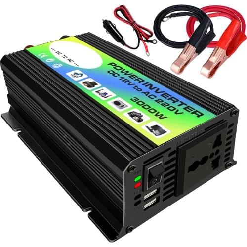 3000W 12V to 220V/110V Car Power Inverter Converter Charger Adapter Dual USB Voltage Transformer Modified Sine Wave