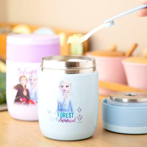Disney childrens stewed beaker ice and snow cartoon 304 stainless steel student cute insulated lunch box stewed flask