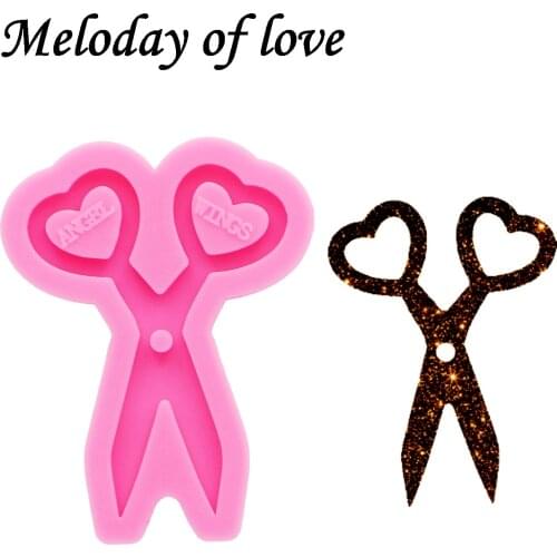 Glossy mini Scissors key silicone mold diy epoxy resin molds jewelry making custom keychain mould DY0263