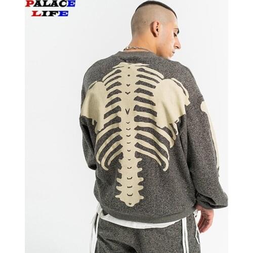 Skeleton Bone Printing Men Hoodie Kanye Crewneck Sweatshirts Women 1:1 2021 High quality Cotton Pullovers Casual Oversize Hoodie