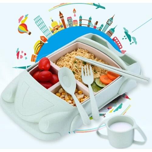 Imebaby Cartoon Car Children Tableware Five-piece Set Creative Baby Tableware Food-grade PP Material Environmental Protection