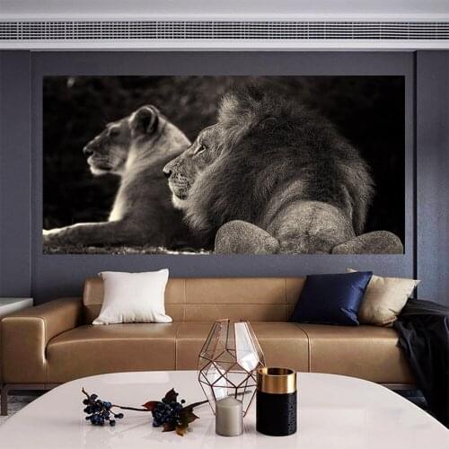 DDWW Canvas Painting Modern Wall Art Black Lion Animal Posters and Prints Wall Art Pictures For Living Room Cuadros Home Decor