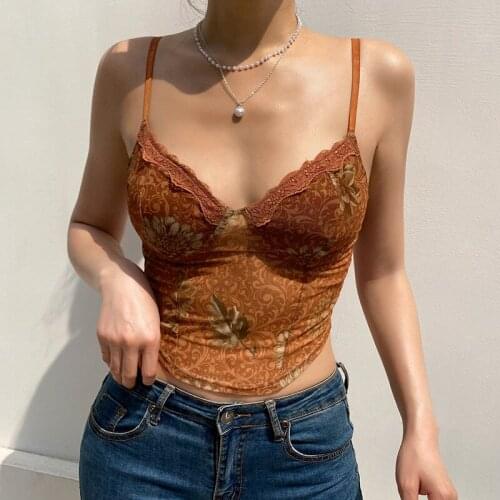 Regata Feminina None Oodji Cotton New Arrival Limited Free Shipping 2021 Fashion Net Gauze Printing Slim Sexy Halter Top