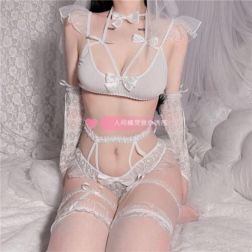 Bride Cosplay Uniform Sexy Lingerie Women Temptation Porn Bridal Lace Babydoll Cute Maid Costumes Wedding Dress Slutty Clothes