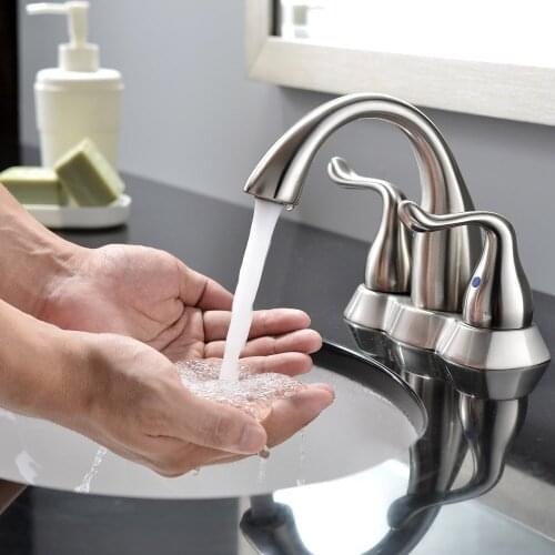 High quality Solid brass copper Centerset Lavatory 2 Handle Bathroom Faucet Hot and cold water faucet basin tap ,Brushed Nickel