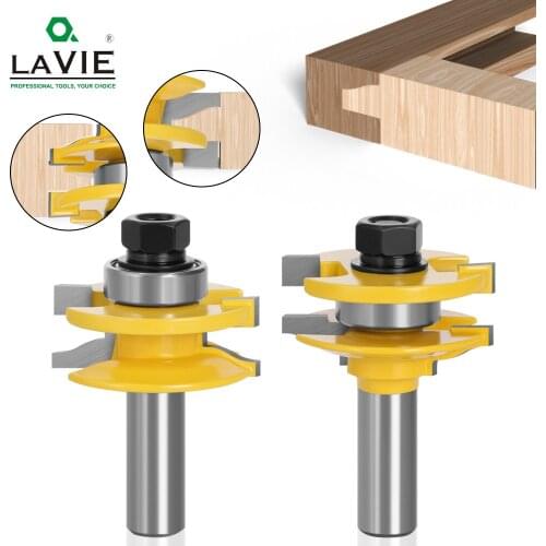 LAVIE 2pcs 12mm 1/2 Shank Door Panel Cabinet Tenon Router Bit Set Milling Cutter For Woodworking Cutter Cutting Wood Tools 03015
