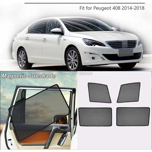Car Full Side Windows Magnetic Sun Shade UV Protection Ray Blocking Mesh Visor For Peugeot 408 2014