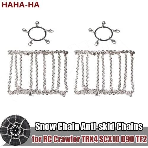 2Pcs Metal Snow Chain for 1/10 RC Rock Crawler Traxxas TRX4 Axial SCX10 90046 RC4WD D90 TF2 Tamiya CC01