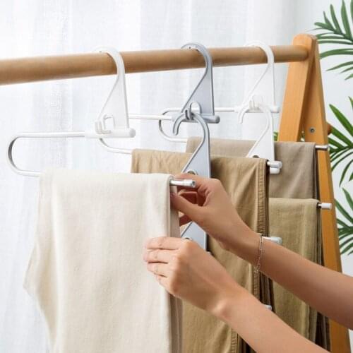 Multi-Layer Stainless Steel Trouser Hanger Pants Clip Wardrobe Storage Rack Magic Hanging Pants Hangers Room Organizer