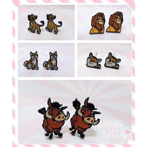 Disney Lion King Dog Fashion Anime Action Figures Cartoon Products Accessories Stud Earrings Girls Unisex Birthday Gifts