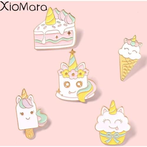 Cartoon Dessert Cake Enamel Pin Cone Croissant Gift Brooch Metal Badge Backpack Hat Bag Lapel Clothes Kid Women Girl Friend Gift