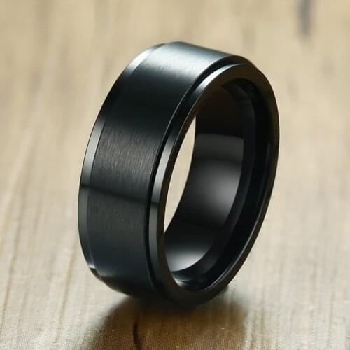 8mm/6mm Stainless Steel Spinner Ring for Men Jewels Brushed Center Wedding Engagement Band Quality Matte Male Jewelry 8mm