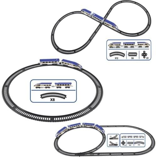 Battery Powered Electric Train Set Music Cars Locomotive Track Toy Gift for Kids 63HE