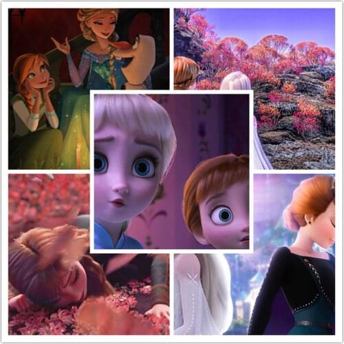 Wall Art Canvas Painting Disney Aisha and Princess Anna Round Nordic Posters Prints Wall Picture for Living room Home Decoration