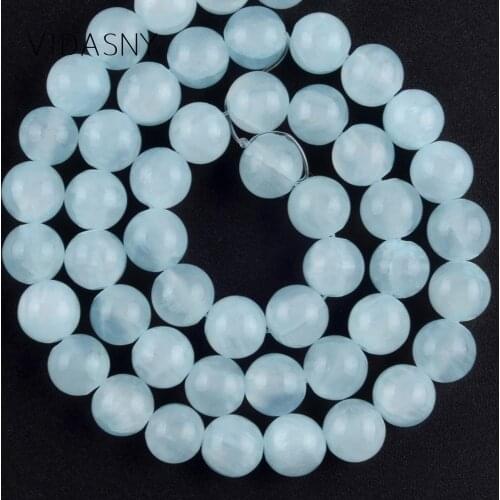 Natural Mineral Stone Blue Jades Chalcedony Beads For Jewelry Making 4 6 8 10mm Round Loose Beads Diy Necklace Bracelet 15"