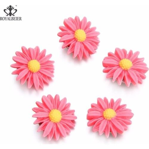 ROYALBEIER New Arrival 10pcs/lot 8 Colors Chrysanthemum Pattern Fashion Acrylic Buttons Flower Accessories Jewelry