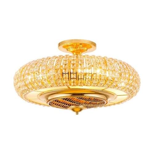 NEW European living room invisible anion fan lamp bedroom dining room modern simple LED crystal fan hanging lamp decoration