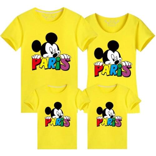 Disney Family Matching Clothes Mommy And Me Tshirt Minnie Mickey Mouse Cartoon Short-sleeved Kids Girls Boys Clothing T-shirt