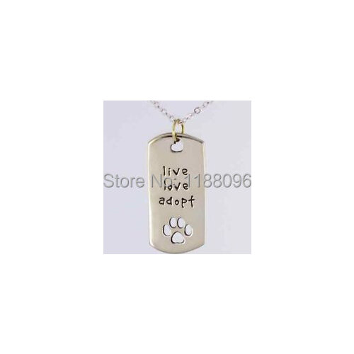 Wholesale Live Love Adopt Dog Tag low price Paw Heart tag hot sales cat id tags cheap pet id tags Animal Rescue DogTag hl80805