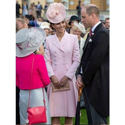 Kate Middleton High-end Customization New Fashion Elegant Formal Office Lady Workplace Long Sleeve Pink Suit Coat