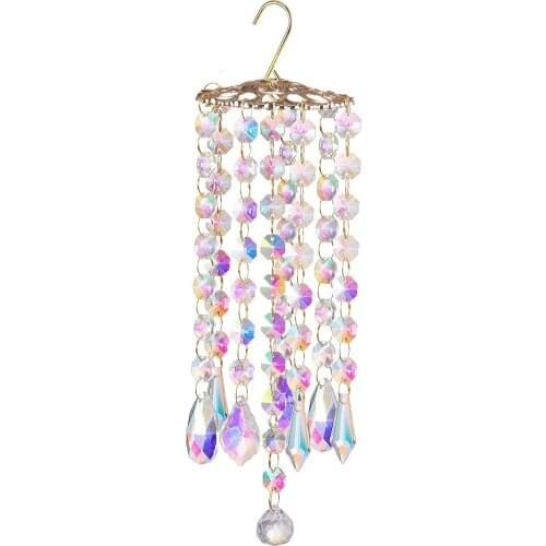 Hanging Crystal Sun Catcher Prismatic Wind Chimes Home Window Suncatcher Decoration Rainbow Maker Ornament Indoor Outdoor