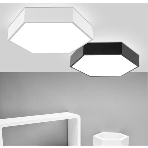 Modern Simple Led Acrylic ceiling lights Geometry hexagon White/Black Color for living room bedroom home Light lamp Fixture
