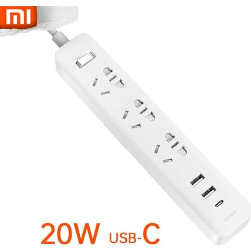 Xiaomi USB-C Power Strip XMCXB05QM For Phone Pad Quick Charging 1-USB (C 20W / A 18W) 3-USB (15W) 6 AC (3x5) 100-250V Safe