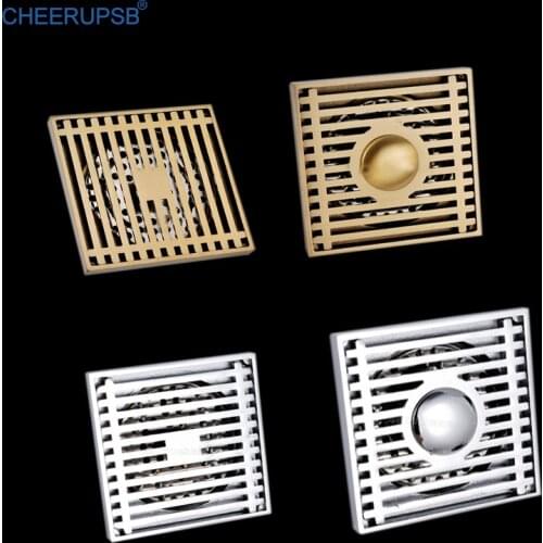 Shower Floor Drain Square Anti Bug Block Deodorant Filter Bathroom Kitchen Balcony Washing Machine Hair Barrier Brass Trap Cover