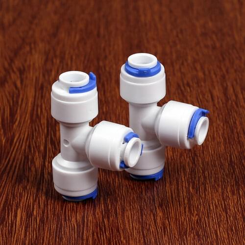 Fit 1/4" 6.35mm OD Tube Tee 3 Ways Food Grade POM Quick Fitting Connector For Aquarium RO Water Filter Reverse Osmosis System