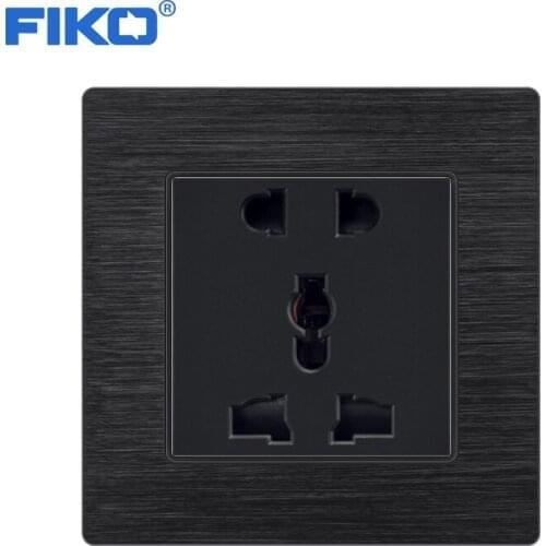 FIKO 13A 5 hole universal wall electric socket 5 pin 13A Aluminium Alloy panel 86mm*86mm white/gold/black power socket