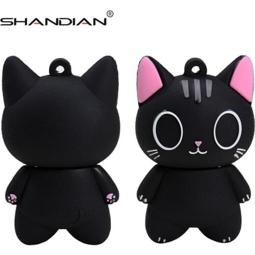 SHANDIAN shan touUSB 2.0 wholesale black cat cartoon cartoon U disk 4GB 8GB 16GB 32GB 64GB USB 2.0 high speed flash drive