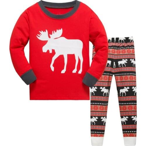 Spring Autumn Childrens Clothing Deer Cartoon Sets Boys Sleepwear Christmas Clothes Kids Pajamas Baby Girls Cotton Pyjamas