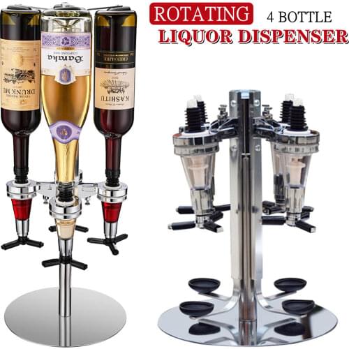 2/4 Bottle Bar Beverage Liquor Dispenser Holder Alcohol Drink Shot Dispenser 2/4-Station Rotating Wine Rack Beer Pourers Divider