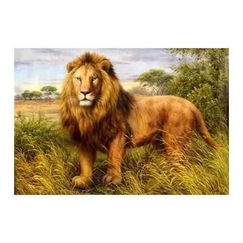 Forest Lion Animal Embroidery Needlework Crafts14CT Counted Unprinted DIY Cross Stitch Kits Handmade Arts Wall Decor