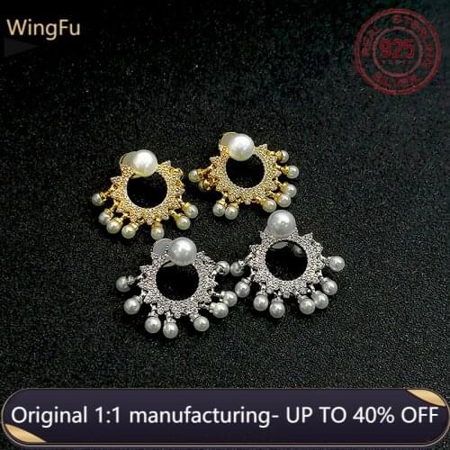 S925 sterling silver women pearl earrings gear drop earrings exaggerated banquet monaco jewelry