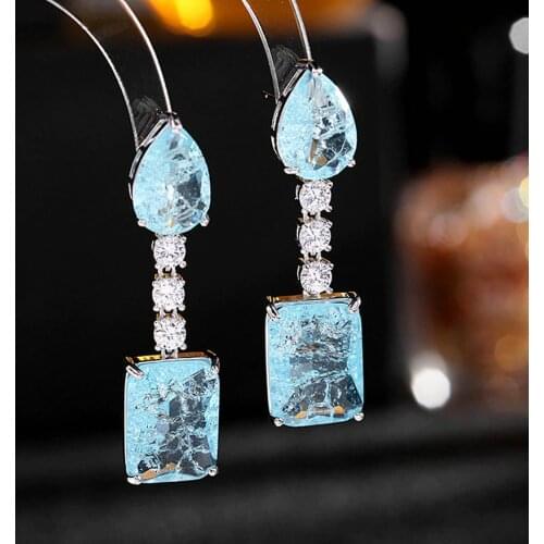 1 Pair Cubic Zircon Water Drop Drop Earrings Dangle Tassel Earrings for Women Party Fashion Ear Jewelry