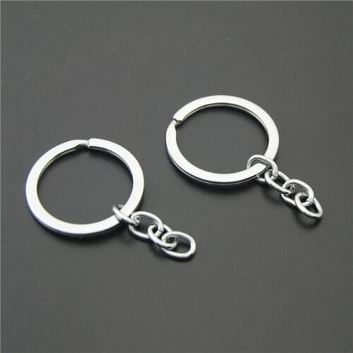 10PCS 30mm Rhodium plated Key Chain Long Round Split Keychain Keyrings DIY Findings Wholesale A2255