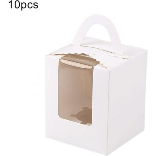 10Pcs 1 Position Handhold Cupcake Muffin Mousse Paper Packing Box Container