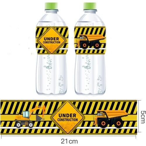 Omilut 12pcs Under Construction Party Water Bottle Labels Stickers Crew Fuel Construction Site Birthday Party Favors for Boys