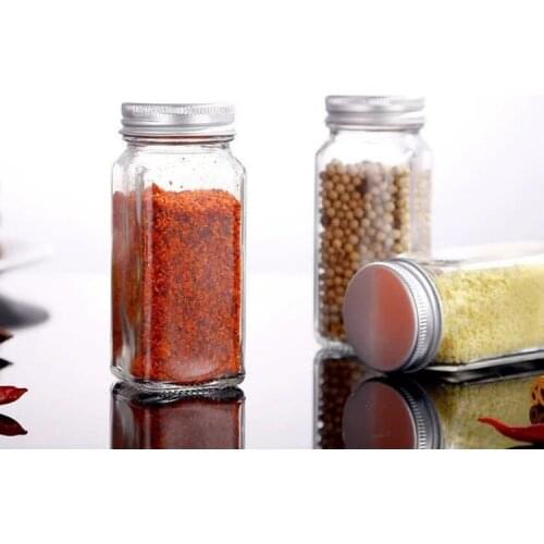 1-14PCS set seasoning jar square glass container seasoning bottle kitchen outdoor camping seasoning container glass sealed jar