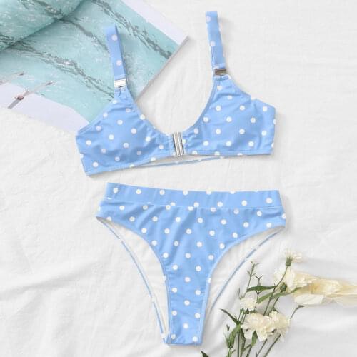 2021 new womens swimsuit low waist bikini set sexy split Dots swimsuit Beach Bathing Suits XL Push Up swimming suit for women