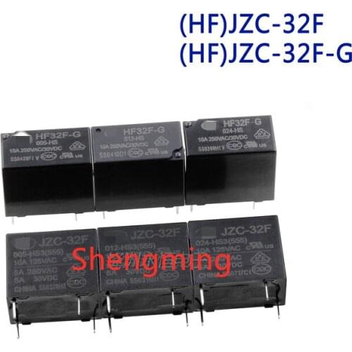 50pcs JZC HF 32F-G-005 009 012 024-HS3 HS 4pin 5A 10A original Relay