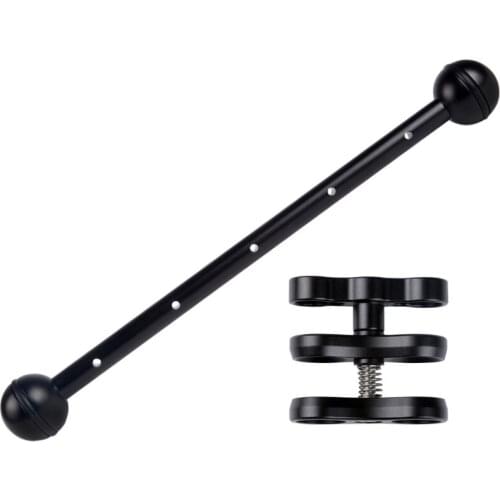 8" Lightweight Double Ball Clamp Mount Arm kit with 5 Holes for Underwater photography Lighting System Diving Camera Handle Tray