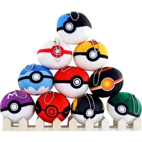 8cm 10pcs/lot Anime PokeBalls With Key Chains Plush Balls Pendants Soft Stuffed Doll Gifts