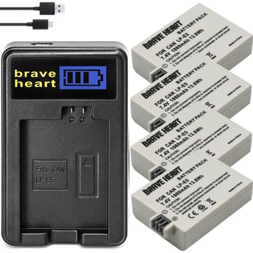 3pcs 1860mAh LP-E5 LPE5 LP E5 Battery for Canon EOS Rebel XS, Rebel T1i, Rebel XSi, 1000D, 500D, 450D, Kiss X3,X2, F + charger