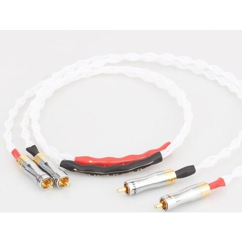 Audiocrast Pure Silver cable A082 Gold RCA 100% Purity Silver Interconnect Audio Cable HIFI Pure Silver RCA Cable Audiophile