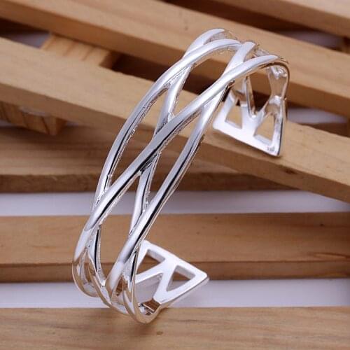 B045 silver fashion jewelry 925 jewelry silver plated bangle bracelet Small Cross Bangle /ZRENIADV YQKNZVWJ