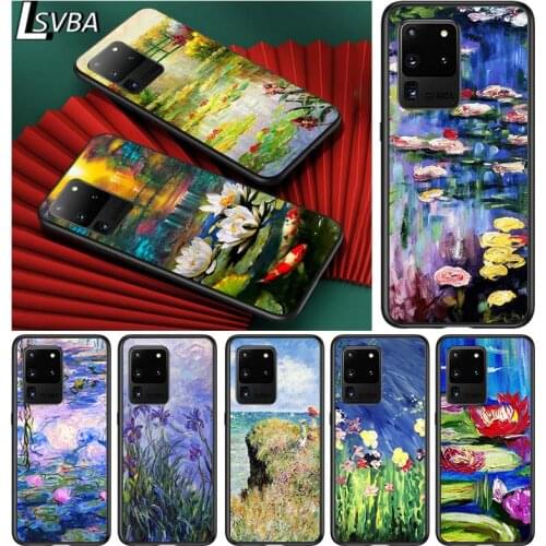 Monet Garden Lotus Bridge for Samsung S20 FE Ultra Plus A91 A81 A71 A51 A41 A31 A21 A11 A72 A52 A12 Soft Black Phone Case