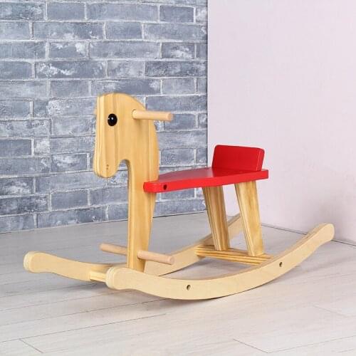 Childrens Solid Wood Trojan Kids Rocking Horse Baby Rocking Chair Ride on Toys for Boys and Girls