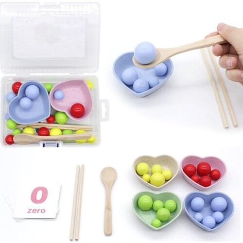 Children Math Learning Toy Montessori Toys Wooden Clip Beads Multi-functional Practice Chopsticks Kids Early Educational Toys